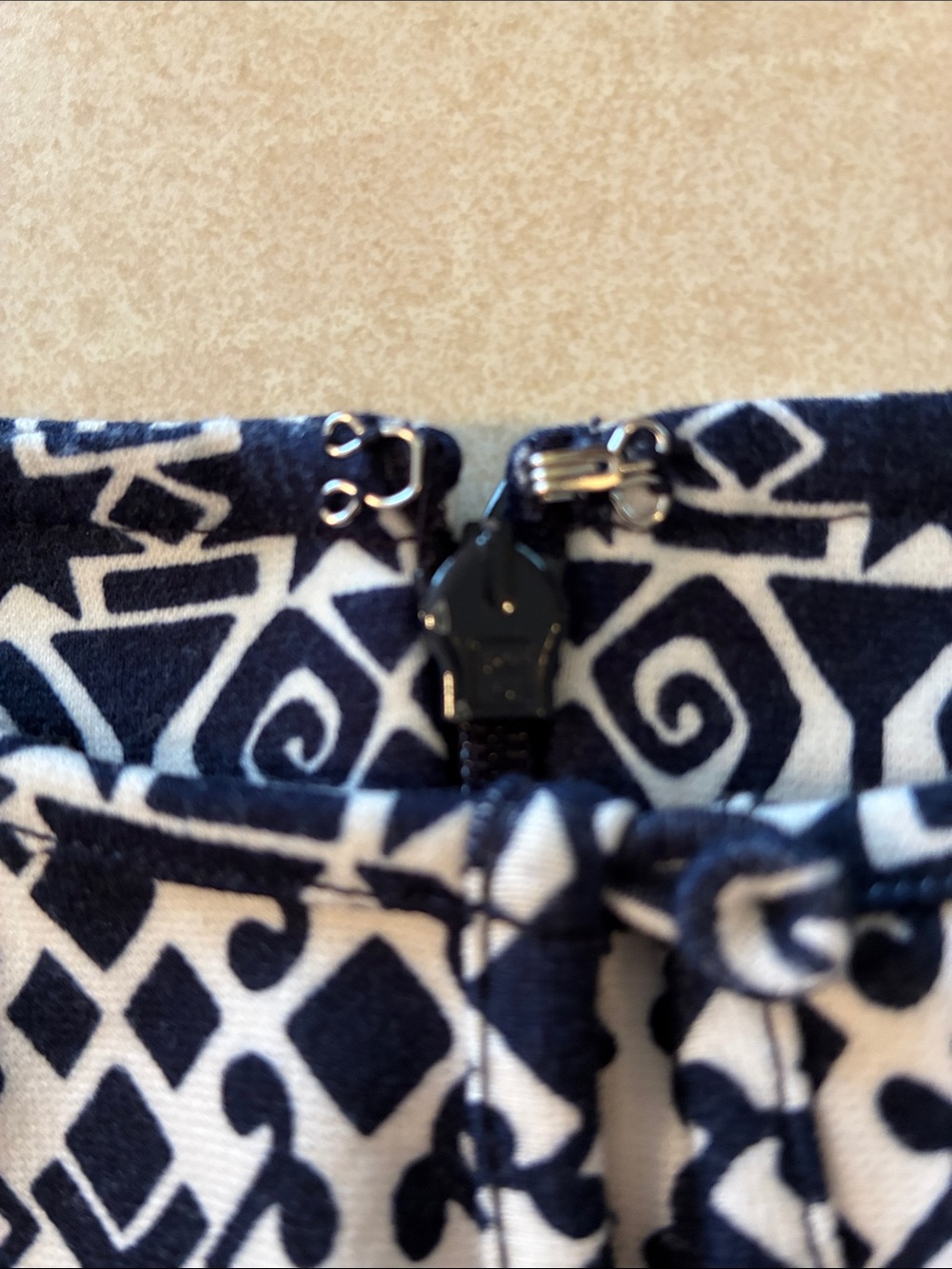 Talbots Navy and White Sleeveless Fit-and-Flare Dress - Picture 7 of 12